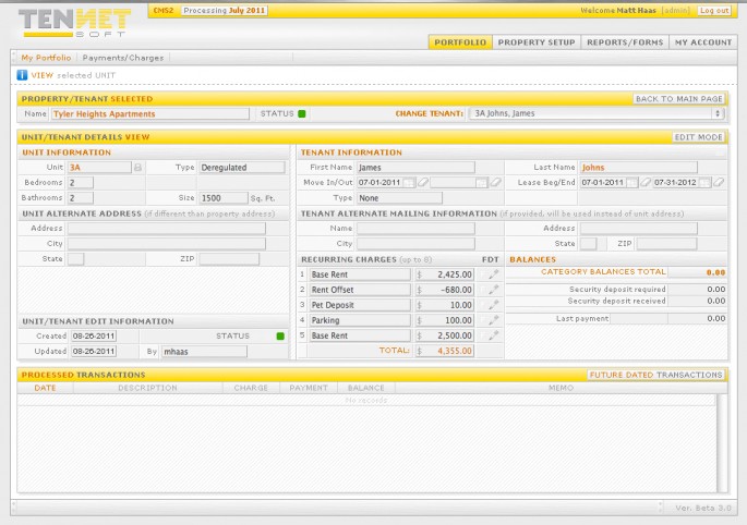 Tennet Property Management Software registration