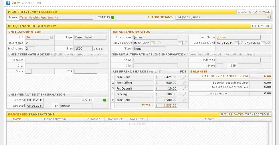 Tennet Property Management Software registration